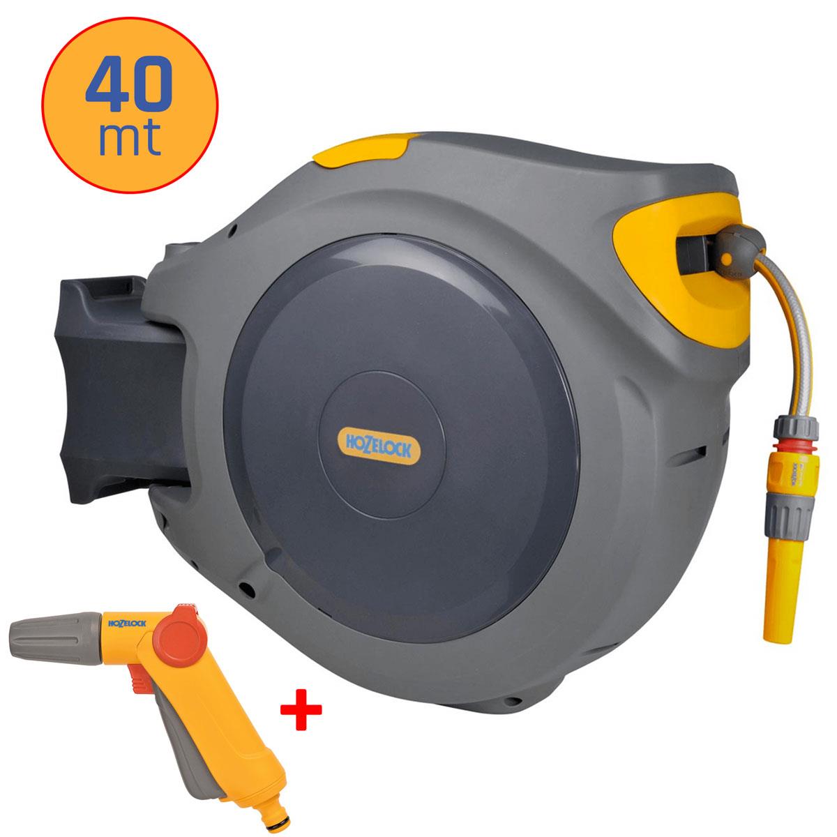 Hozelock 2595-3720H Otomatik Geri Sarımlı Bahçe Makarası 40mt +Tabanca Seti