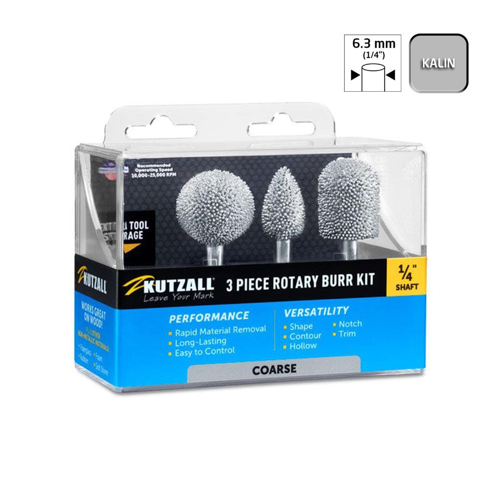Kutzall 14CKIT01 Kalın Diş Ahşap Törpü Seti 3 Parça (Sap: 6.3mm)