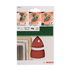 Bosch Multi Zımpara Kağıdı 10'lu Set, 102x62/93mm 180 Kum