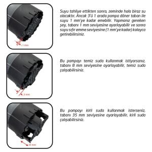Rainpump CD9003N1 Plastik Gövdeli Düşük Emiş Drenaj Dalgıç Pompa