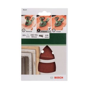 Bosch Multi Zımpara Kağıdı 10'lu Set, 102x62/93mm 120 Kum