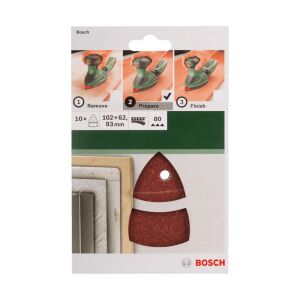 Bosch Multi Zımpara Kağıdı 10'lu Set, 102x62/93mm 80 Kum