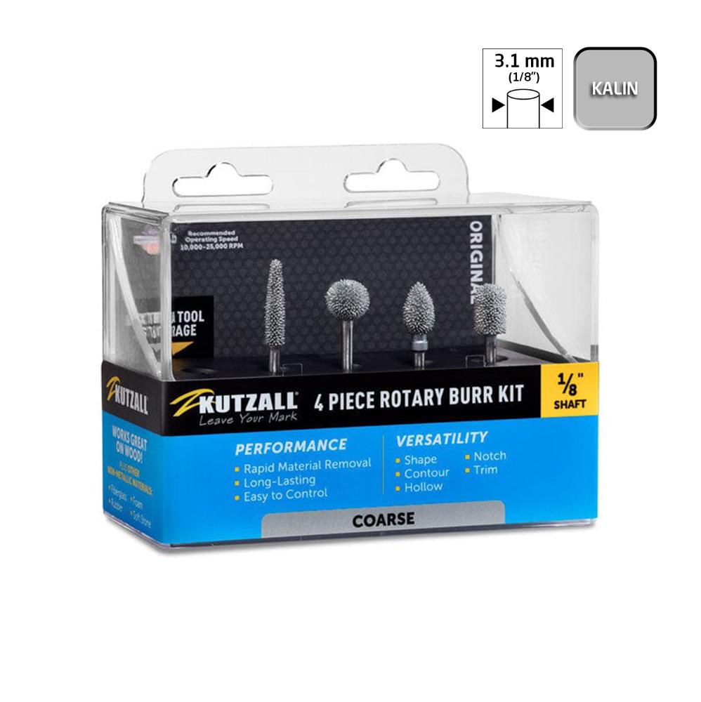 Kutzall 18CKIT01 Kalın Diş Ahşap Törpü Seti 4 Parça (Sap: 3.1mm)