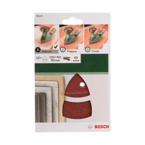 Bosch Multi Zımpara Kağıdı 10'lu Set, 102x62/93mm 60 Kum