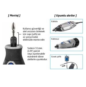 Kutzall 18FKIT01 İnce Diş Ahşap Törpü Seti 4 Parça (Sap: 3.1mm)