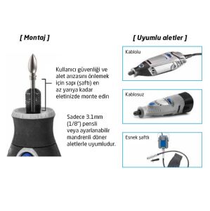 Kutzall 18FKIT01 İnce Diş Ahşap Törpü Seti 4 Parça (Sap: 3.1mm)