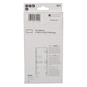 Bosch Titreşimli Zımpara Kağıdı 10'lu, 93x185mm 60/120/180 Kum