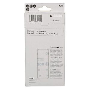 Bosch Titreşimli Zımpara Kağıdı 10'lu, 93x185mm 60/120/180 Kum