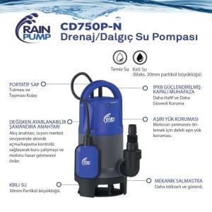 Rainpump CD750P-N Plastik Gövdeli Drenaj Dalgıç Pompa