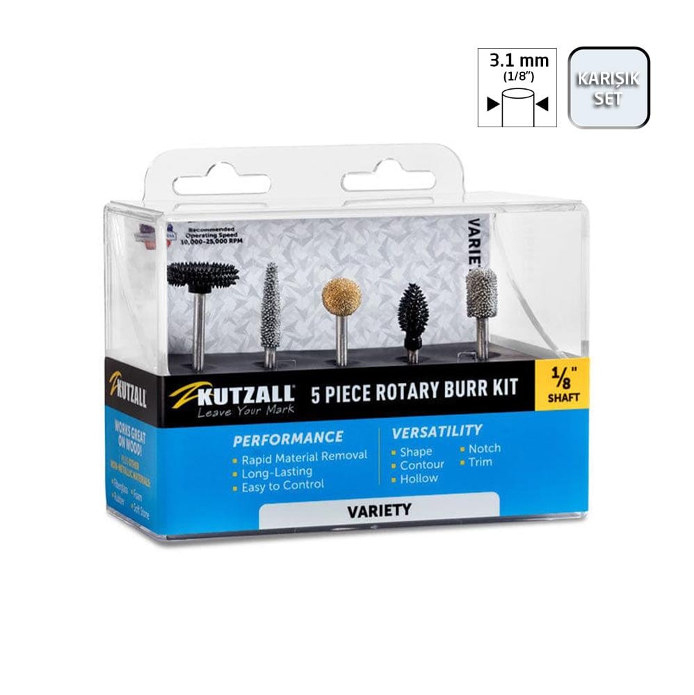 Kutzall 18VKIT01 Karışık Ahşap Törpü Seti 5 Parça (Sap: 3.1mm)
