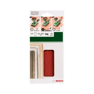 Bosch Titreşimli Zımpara Kağıdı 10'lu Set, 93x185mm 80 Kum