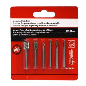 5012 Gravür Oyma Freze Ucu Seti HSS 6 Parça (Dremel Uyumlu)