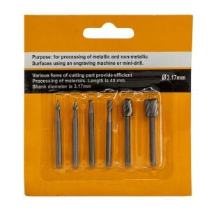 5012 Gravür Oyma Freze Ucu Seti HSS 6 Parça (Dremel Uyumlu)