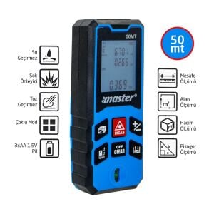 Master 506934 Lazer Metre Mesafe Ölçer 50 Metre