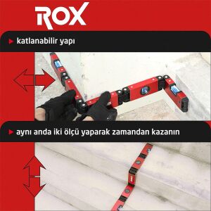 Rox 0176 Mıknatıslı Alüminyum Katlanır Su Terazisi 70 cm