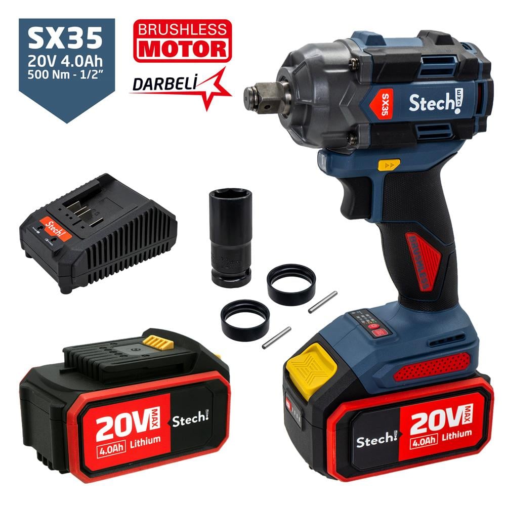 Stechend SX35-2X4.0 Darbeli Somun Sıkma 1/2'' 500Nm 20V 4.0Ah