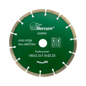Mercure Beton Taş Seramik Kesme Soketli Elmas Testere 180 mm