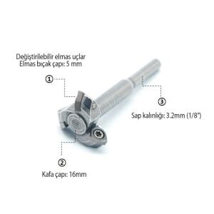 Manpa DCT Mini Ahşap Oyma Aparatı Üçgen Elmas - 3.2 mm Sap