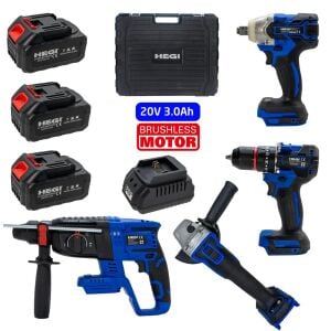 Hegi 809000244 Kömürsüz Üç Akülü 4'lü Set 20V 3Ah