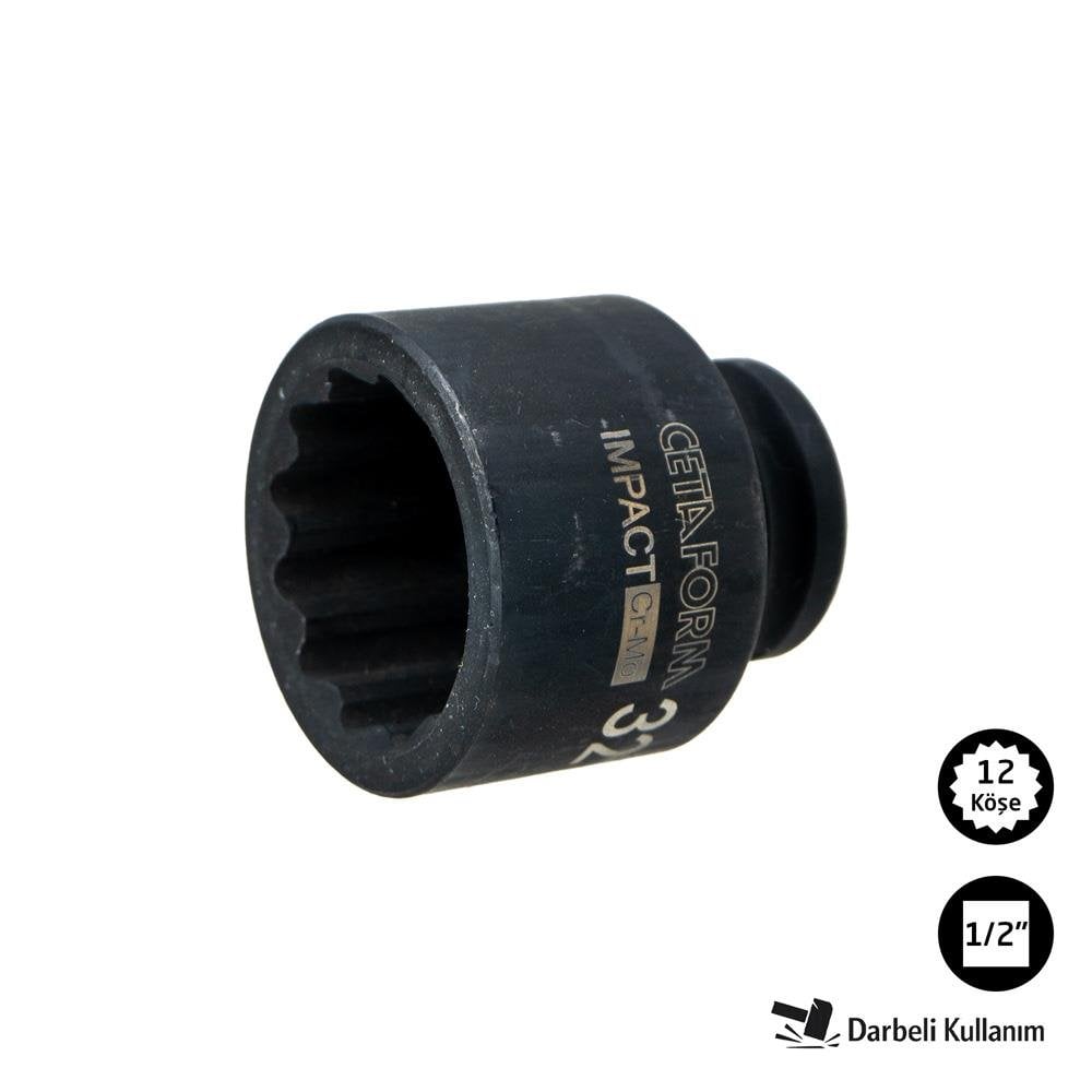 Ceta Form C62-B32 1/2'' 12 Köşe (Yıldız) Havalı Lokma Anahtar 32 mm