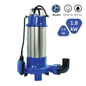 Factor Döküm Gövde Bıçaklı Kirli Su Dalgıç Pompa 1800W (2.4HP)