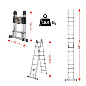 Master 504335 Paslanmaz Çelik A Tipi Teleskopik Merdiven 440 cm