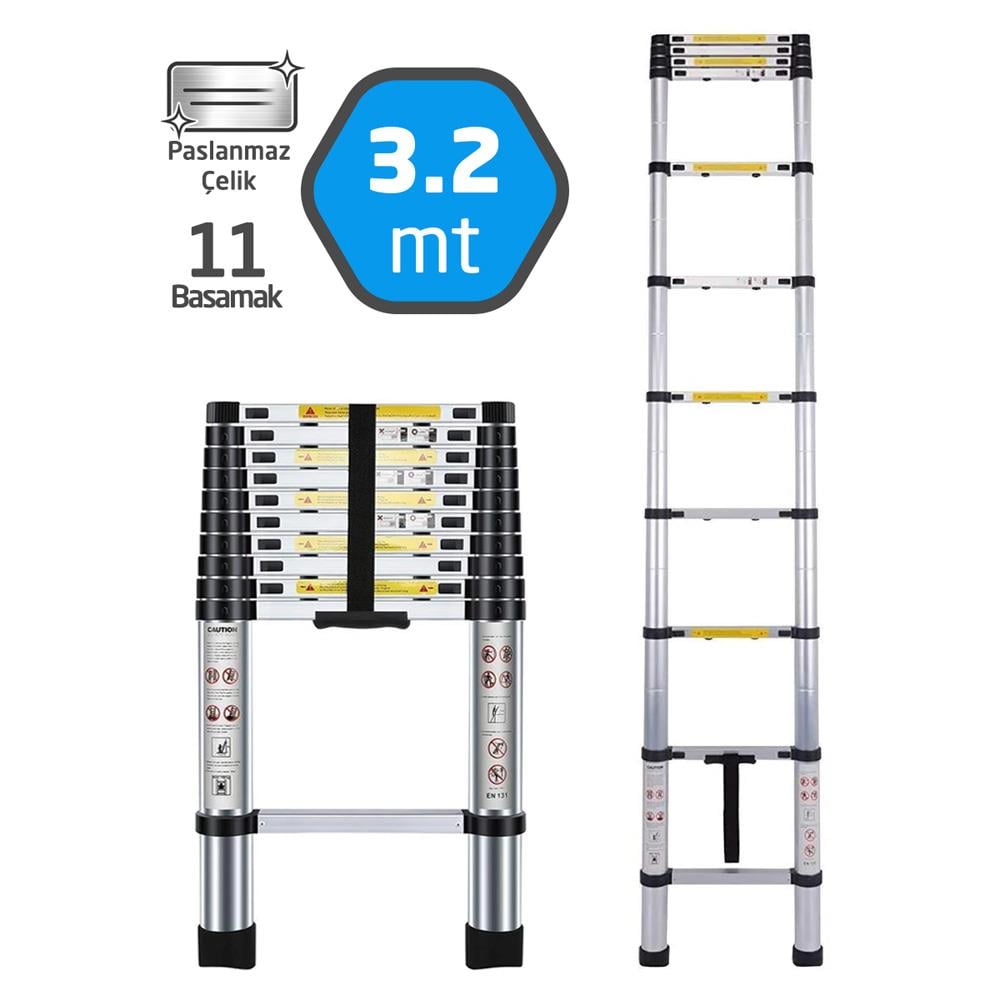 Master 504332 Paslanmaz Çelik Teleskopik Merdiven 320 cm