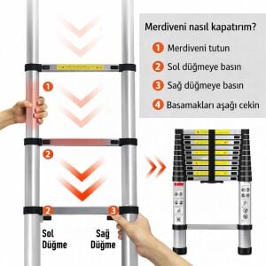 Master 504332 Paslanmaz Çelik Teleskopik Merdiven 320 cm