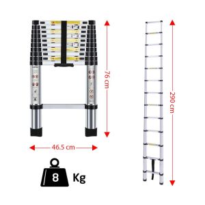 Master 504331 Paslanmaz Çelik Teleskopik Merdiven 290 cm