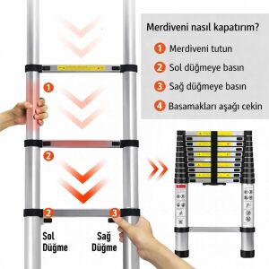 Master 504330 Paslanmaz Çelik Teleskopik Merdiven 260 cm