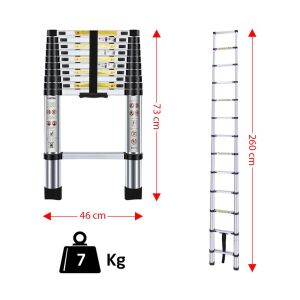 Master 504330 Paslanmaz Çelik Teleskopik Merdiven 260 cm
