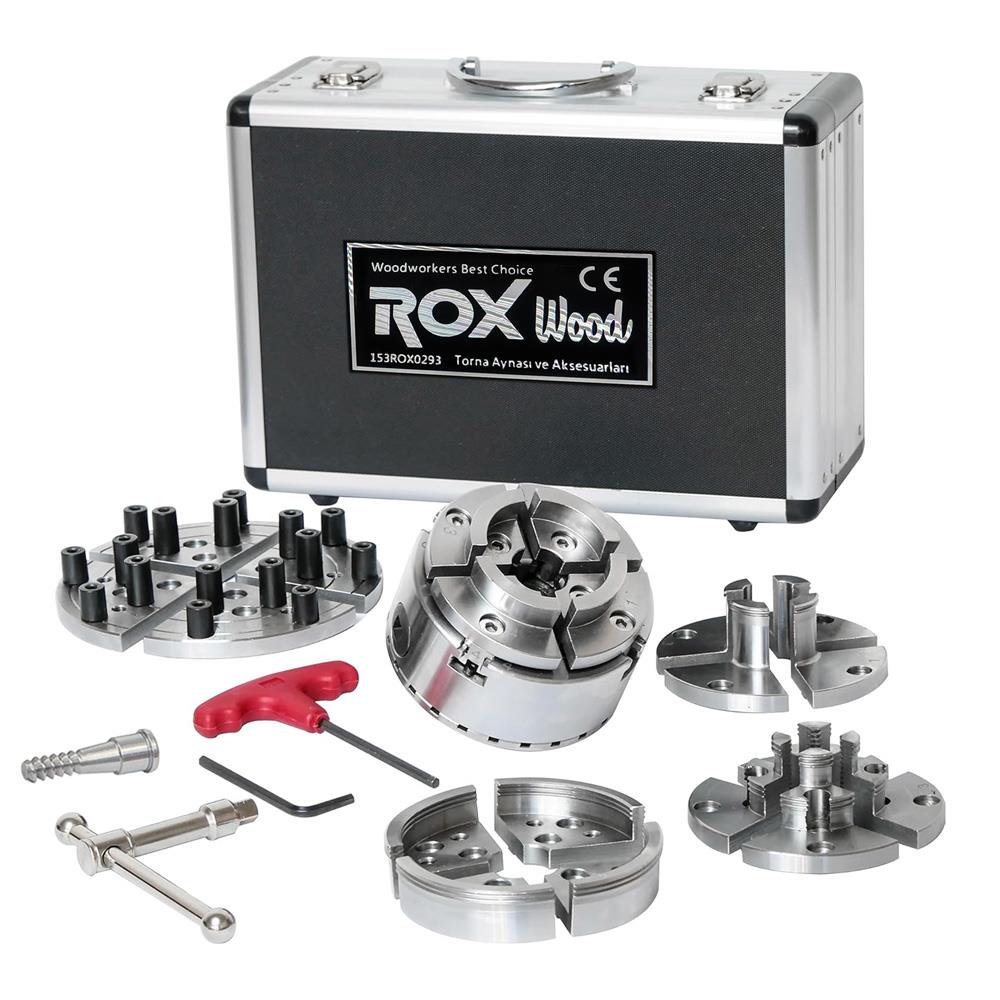 Rox Wood 0293 4 Çeneli Ahşap Torna Aynası ve Aksesuarları 6 Parça