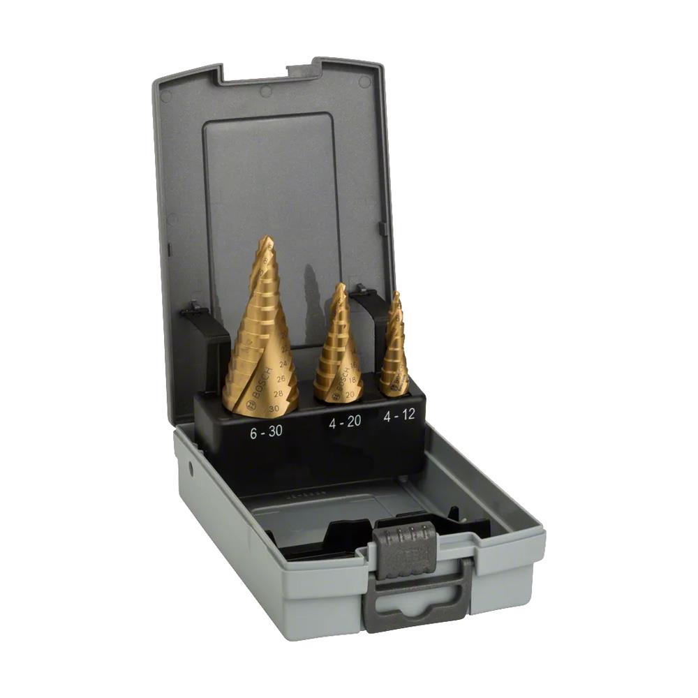Bosch TiN Kaplı HSS Kademeli Matkap Ucu Seti  4-30 mm (3 Parça)