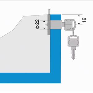 Fivestar FCK004 Katlanır Anahtarlı Oval Çekmece Kilidi 22 mm