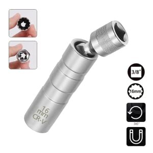 6380 Mıknatıslı Oniki Köşe Mafsallı 3/8'' Buji Lokması 16 mm
