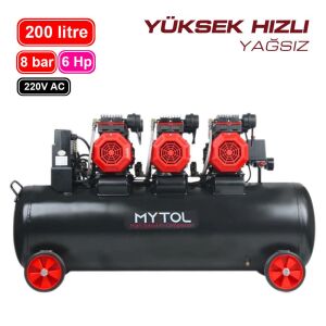 MyTOL MYK2001 Yüksek Hızlı Hava Kompresörü Yağsız 200Lt 8Bar 6Hp