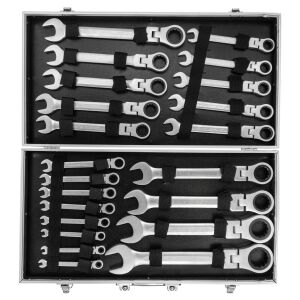 6201 Mafsallı Cırcır Kombine Anahtar Takımı 72 Diş 6-32mm 22 Parça