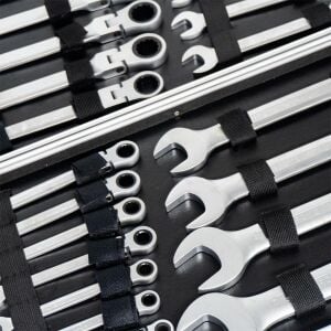 6201 Mafsallı Cırcır Kombine Anahtar Takımı 72 Diş 6-32mm 22 Parça