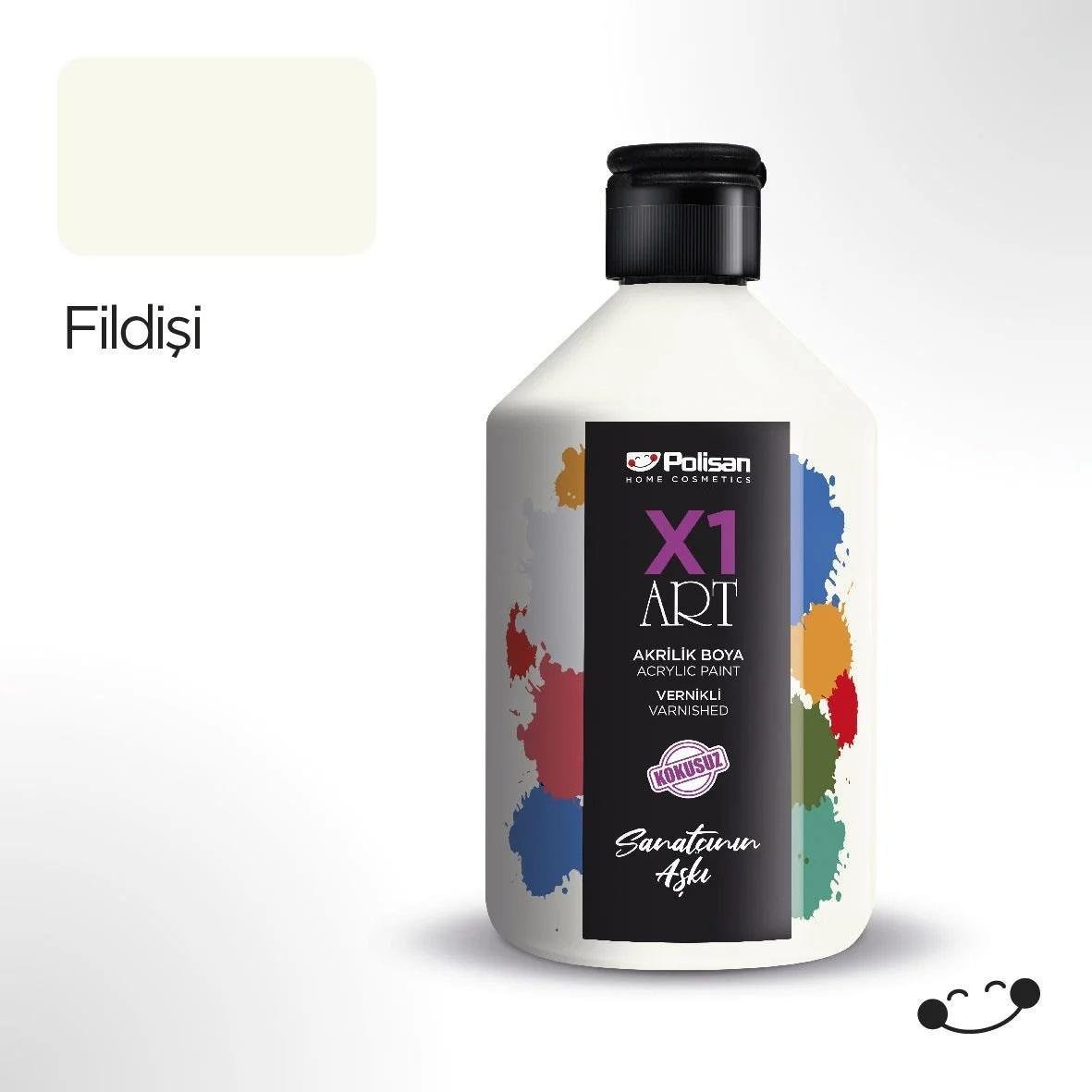 Polisan X1ART Vernikli Hobi Boyası 500ml - Fil Dişi