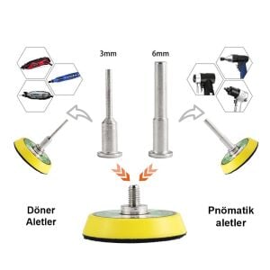 6385 Pimli Mini Cırt Zımpara Taban Seti Gravür ve Matkap Uyumlu 4 Parça