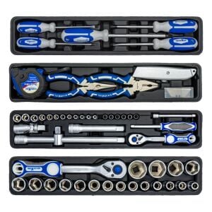 6390 Katlanır 5 Gözlü Dolu Metal Takım Çantası - 81 Parça