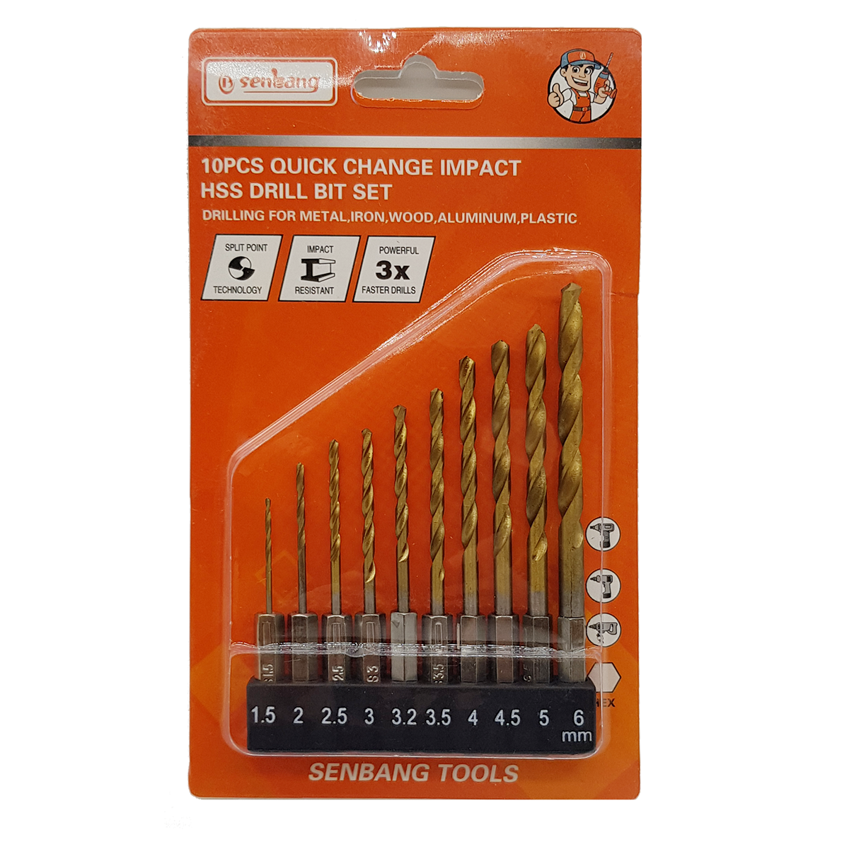 1/4'' Bits Saplı HSS Matkap Uçu Seti 10 Parça