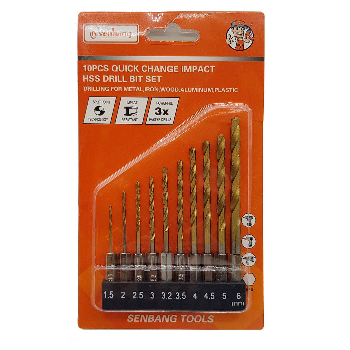 1/4'' Bits Saplı HSS Matkap Uçu Seti 10 Parça