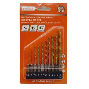 1/4'' Bits Saplı HSS Matkap Uçu Seti 10 Parça