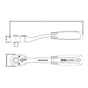 Ceta Form C01-14N 1/4'' Düğmeli Cırcır Kolu (Açılı Gövde)