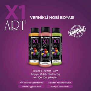 Polisan X1ART Vernikli Hobi Boyası 1000ml - Siyah