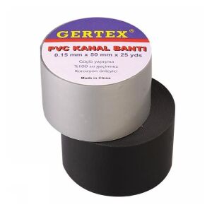 GERTEX Siyah Pvc Kanal Bandı (0,13 mm x 48 mm x 25 yds)
