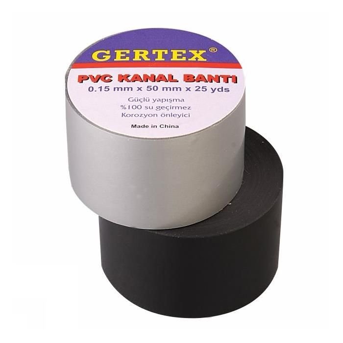 GERTEX Gri Pvc Kanal Bandı (0,13 mm x 48 mm x 25 yds)