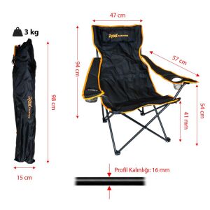 Rox Camping 0315 Katlanır Kamp Sandalyesi - Siyah
