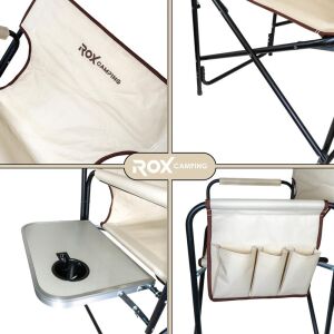 Rox Camping 0317 Fonksiyonel Sehpalı Kamp Sandalyesi - Bej